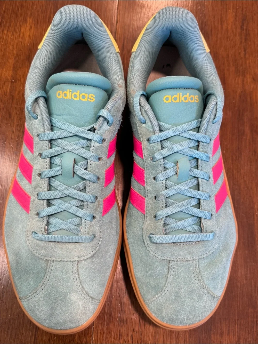 adidas VL Court Bold Sneaker Womens Size 11 Platform Shoe Green Pink Stripes